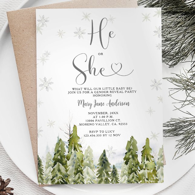 Winter White Christmas Gender Reveal Invitation (Creator Uploaded)