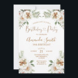 Winter White Floral Christmas Birthday Party Invitation<br><div class="desc">Winter White Floral Christmas Birthday Party
Invitation perfect for autumn or fall invitation</div>