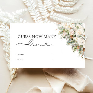 Winter White Floral How Many Kisses Bridal Game Enclosure Card