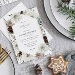 Winter White Floral & Pine Christmas or Holiday Invitation<br><div class="desc">Get your guests excited about your Christmas or Holiday Party or Dinner with your elegant Winter White Floral & Pine Christmas or Holiday Party Invitations.</div>