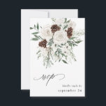 Winter White Floral & Pine w Meal RSVP 3<br><div class="desc">Send a fun and elegant,  modern Winter White Floral & Pine RSVP  meal card with your invitations for weddings and parties including Graduation parties. See our collection for an option without the meal.</div>