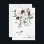 Winter White Floral & Pine w Meal RSVP 3 Card<br><div class="desc">Send a fun and elegant,  modern Winter White Floral & Pine RSVP  meal card with your invitations for weddings and parties including Graduation parties. See our collection for an option without the meal.</div>