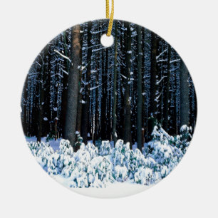 Winter White Pine Trees Pocono Mountains Ceramic Tree Decoration
