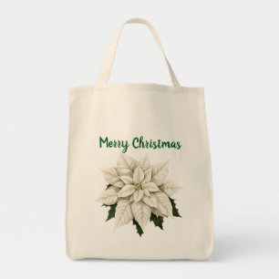 Winter White Poinsettia Tote Bag