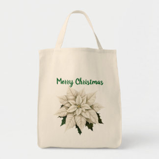 Winter White Poinsettia Tote Bag
