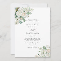 Winter White Roses Dogwood and Spruce Wedding