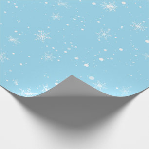 Winter White Snowflake Christmas Holiday Blue Sky Wrapping Paper