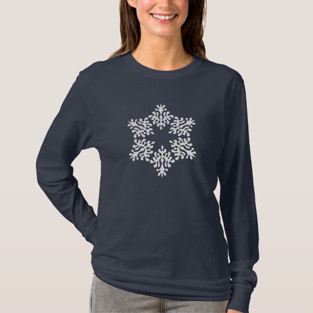Winter White Snowflake Ice Crystals T-Shirt (Front)