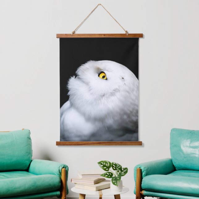 Winter White Snowy Owl Hanging Tapestry (Living Room)