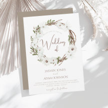 Winter White Taupe Floral Christmas Wreath Wedding