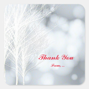 Winter White Trees Holiday Party Stickers