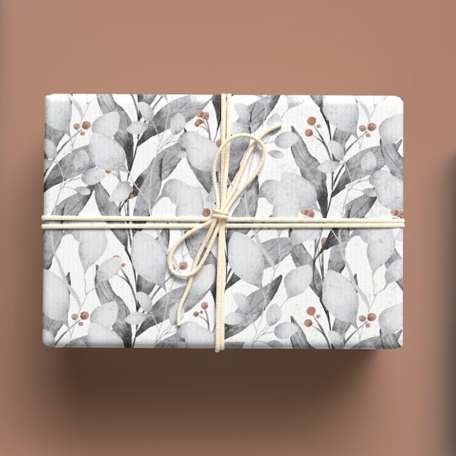 Winter White Vines Watercolor Botanical Wrapping Paper Sheet (Creator Uploaded)