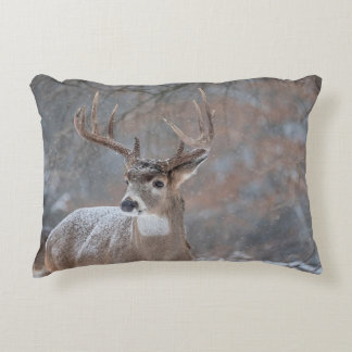 Winter Whitetail Buck Decorative Cushion