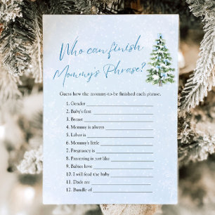 Winter Who Can Finish Mummy's Phrase Baby Shower Invitation