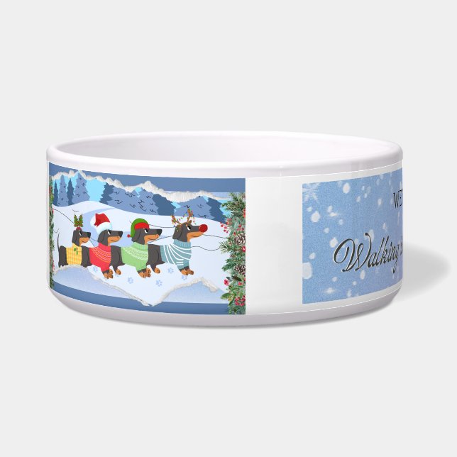 Winter Wienerland Christmas Pet Bowl (Left)
