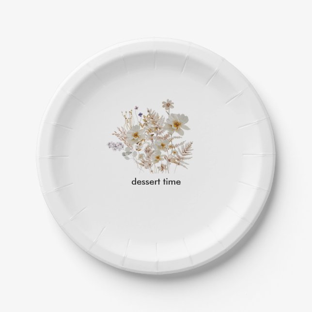 Winter Wildflower Bloom Rustic Boho Gardens Paper Plate (Front)