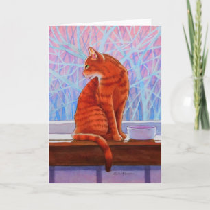 Winter Window Tabby Cat Holiday Card