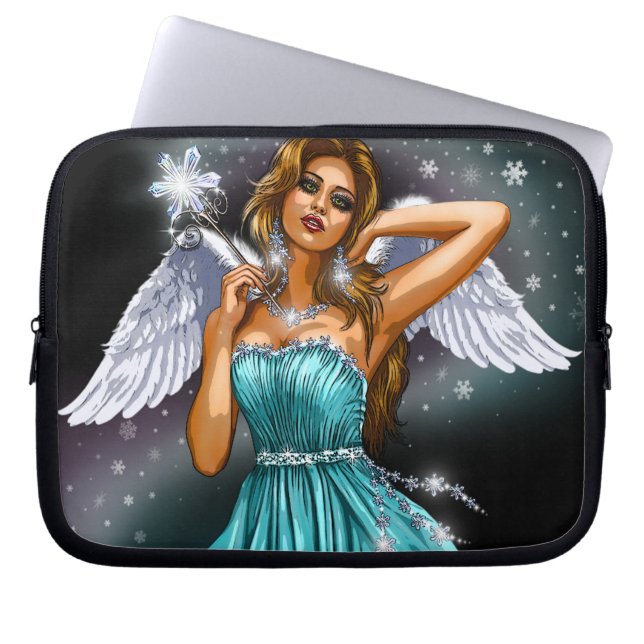 Winter Winged Fairy Laptop Sleeve (Front)