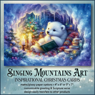 Winter Wisdom Polar Bear Book KJV Bible Christmas  Holiday Card