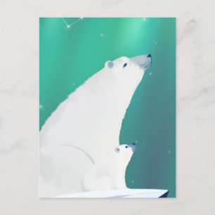 Winter Wishes-Happy Polar Bear Illustration Holiday Postcard