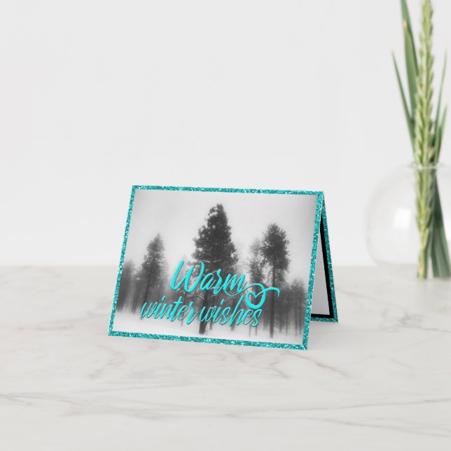 Winter Wishes Scene Half Fold Card (Front)