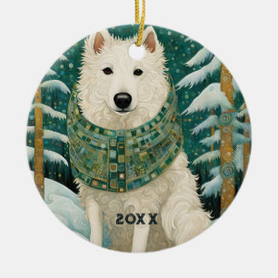 Winter Wolf Ceramic Ornament