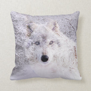 Winter wolf cushion