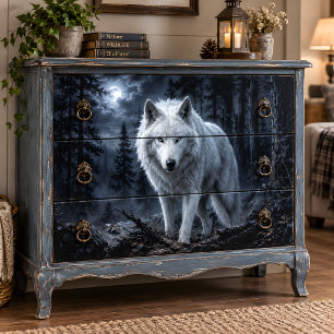 Winter Wolf in Snowy Forest Decoupage Paper Rust