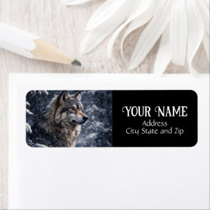 Winter Wolf in the Snow Return Address Label