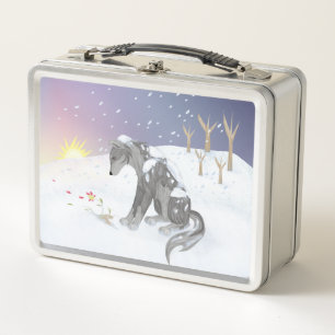 Winter Wolf Metal Lunch Box