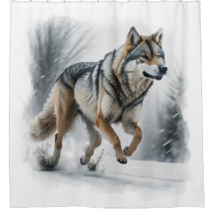 Winter Wolf Run Shower Curtain