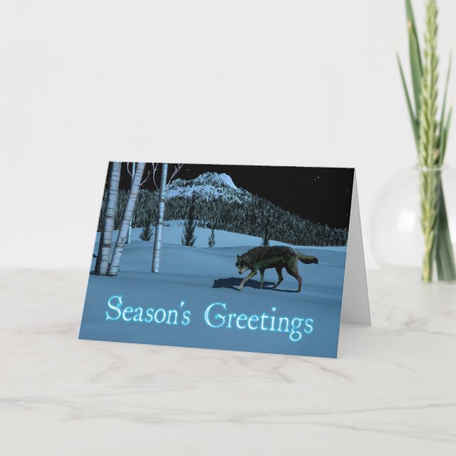 Winter Wolf - Season's Greetings Holiday Card (Front)