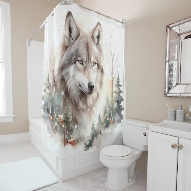 Winter Wolf Shower Curtain (In Situ)