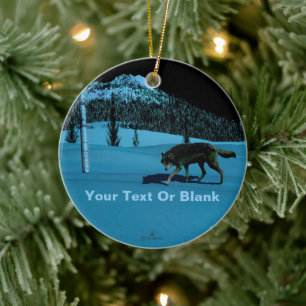 Winter Wolf - Tapetum Lucidum Ceramic Tree Decoration