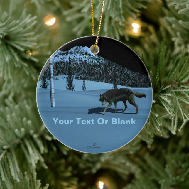 Winter Wolf - Tapetum Lucidum Ceramic Tree Decoration (Tree)