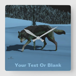 Winter Wolf - Tapetum Lucidum Square Wall Clock