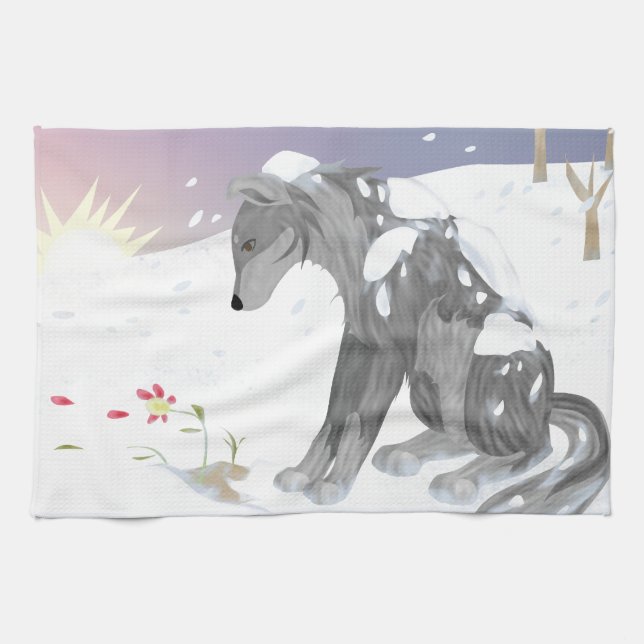 Winter Wolf Tea Towel (Horizontal)