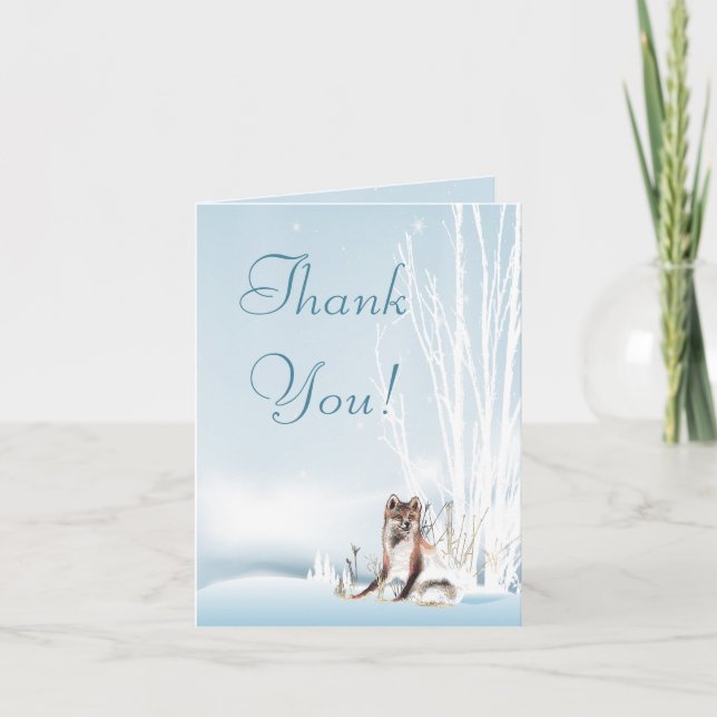 Winter Wolf Wedding Thank You Card (Front)