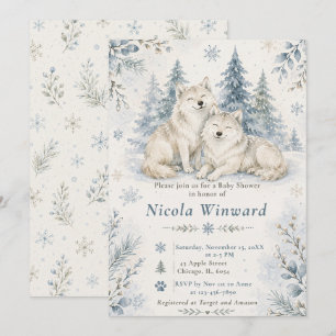 Winter Wolves Baby Shower Invitation
