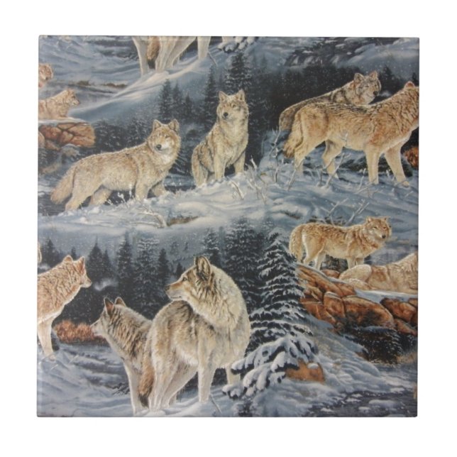 Winter Wolves Ceramic Tile (Front)