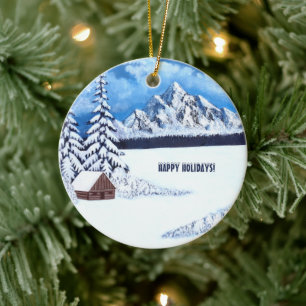 Winter Wonder Round Ceramic Ornament