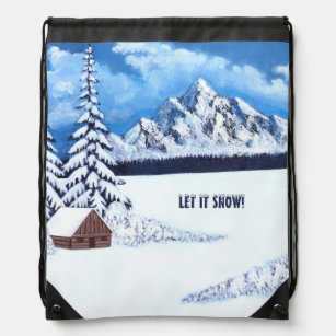 Winter Wonder Scene Drawstring Bag