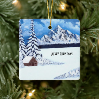 Winter Wonder Square Ceramic Ornament