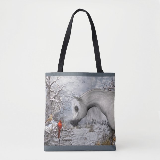 Winter Wonder Tote Bag, You Pick Background Colour (Front)