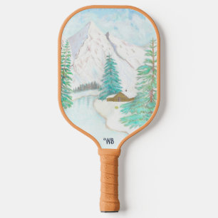 Winter Wonder with Text Pickleball Paddle