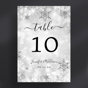 Winter Wonder Xmas Holiday Wedding Silver  Table Number