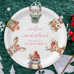 Winter wonderful woodland christmas birthday paper plate<br><div class="desc">For more advanced customisation of this design,  simply select the "Edit using Design Tool" button above!</div>