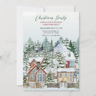 Winter wonderlad houses christmas invitation