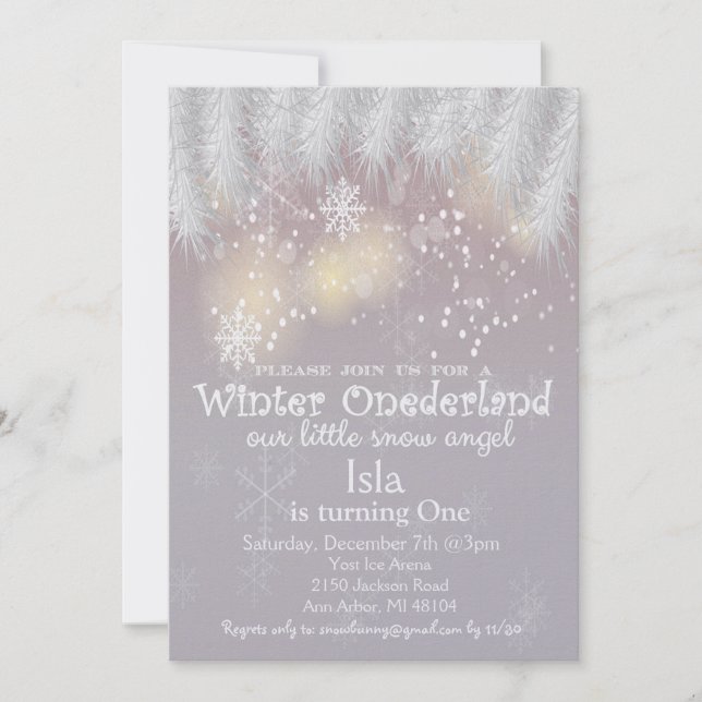 Winter Wonderland 1st Birthday Invitation (Front)
