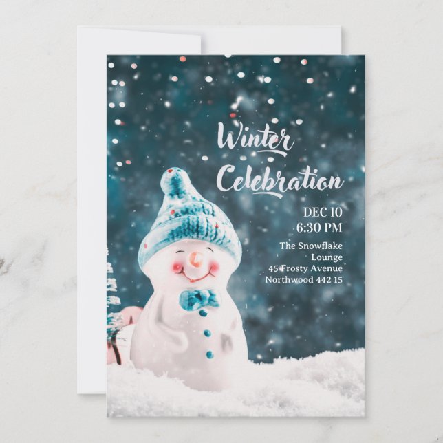 Winter Wonderland 1st Birthday Party Invitation (Front)
